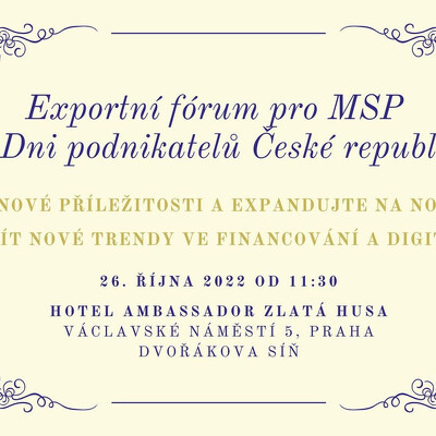 Exportní fórum pro MSP při Dni podnikatelů České republiky